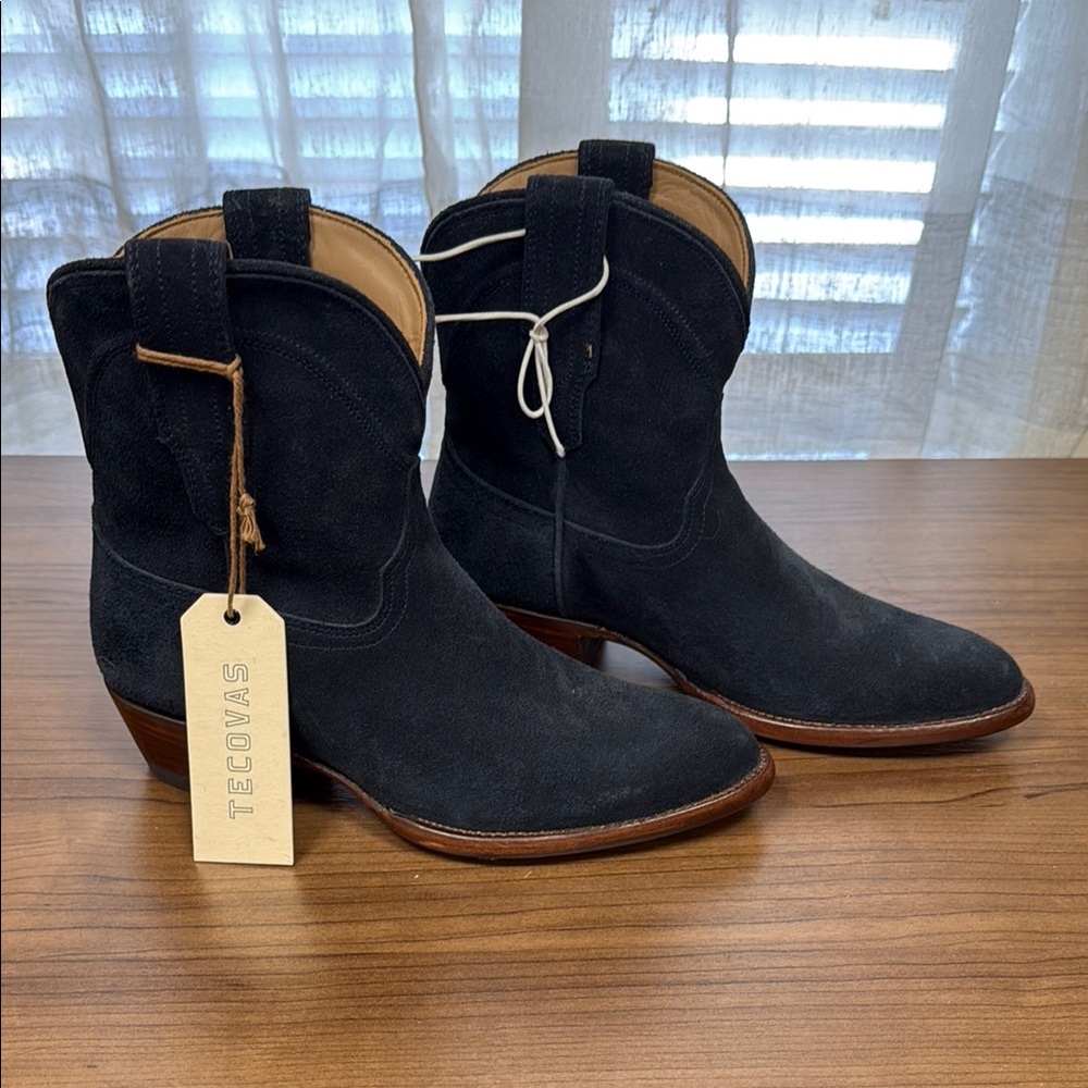 Tecovas Navy Suede Cowboy Boots